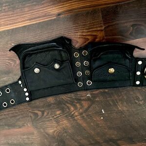 Soft Black Leather Festival/Utility Belt 38” Burning Man, Fanny Pack Unisex